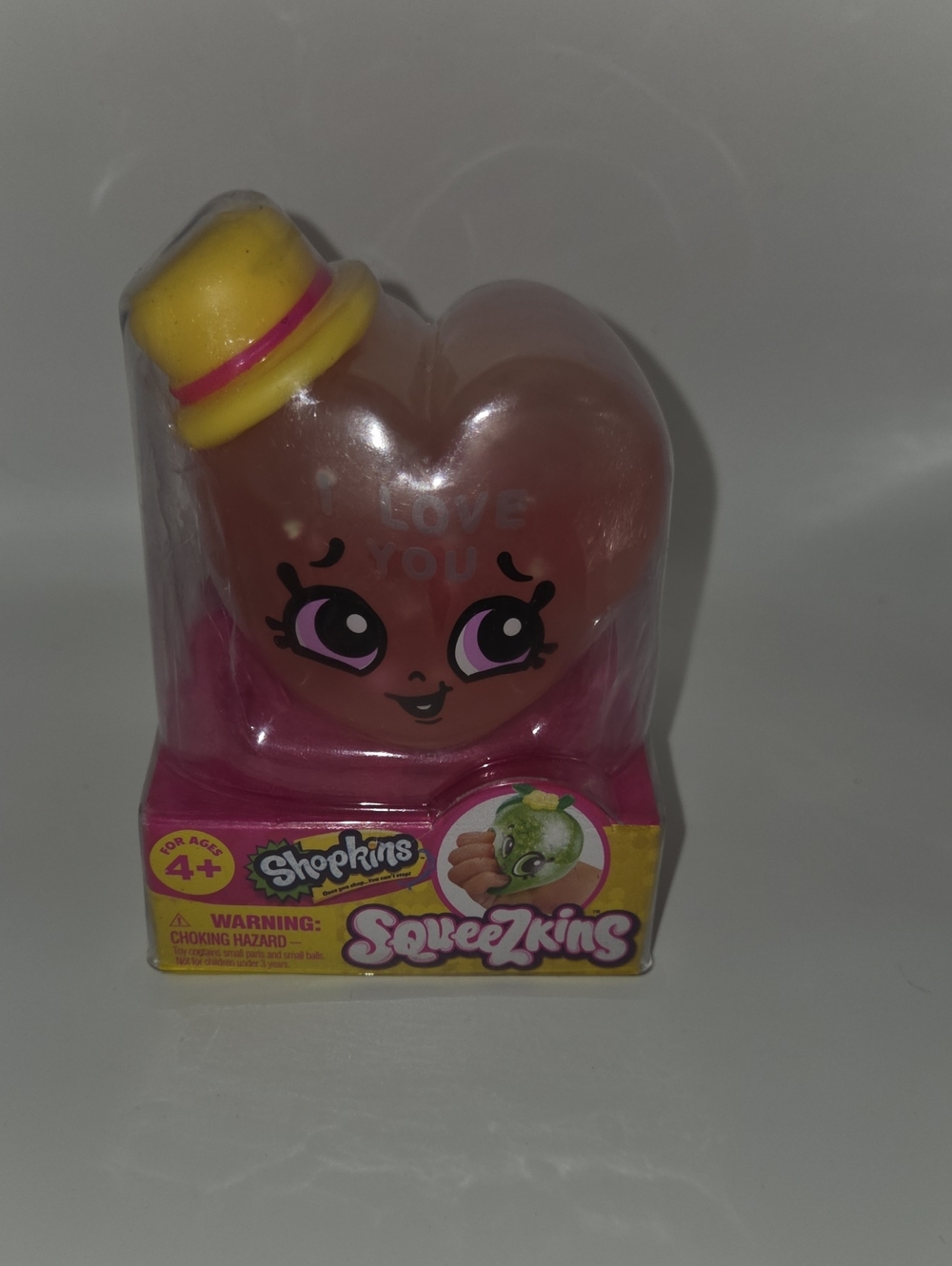 Shopkins Squeezkins Pink Heart with Yellow Hat